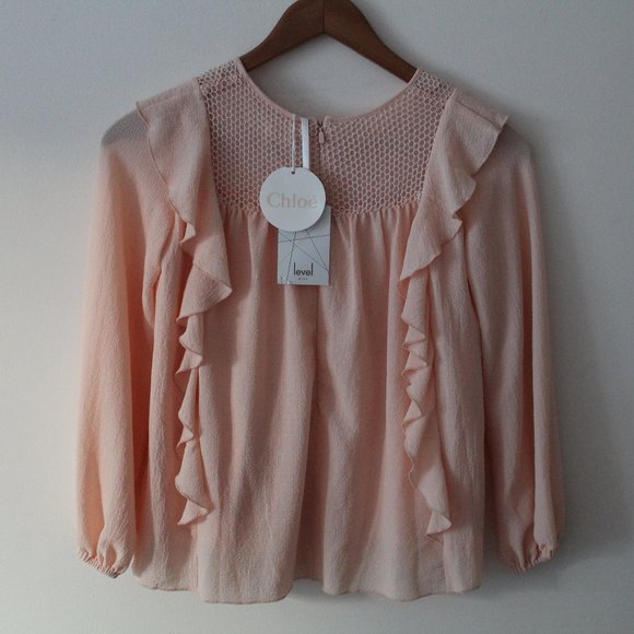 Chloe Girl's Kid's Frill Blouse Size 10Y Light Pink - Picture 3 of 8